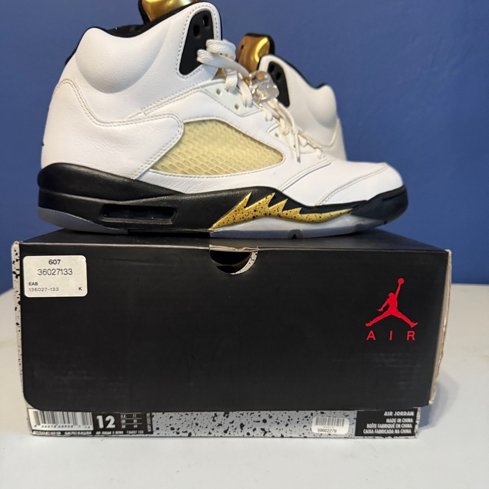 Nike Air Jordan 5 retro White Black Gold Sneakers